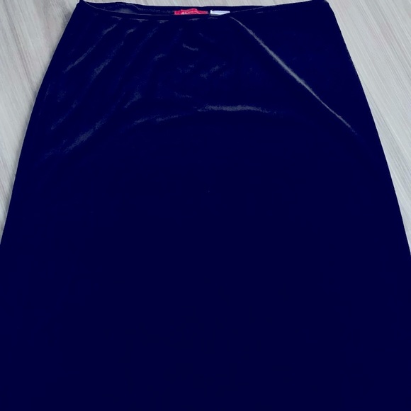 Anne Klein Red Label Stretchy Waistband Black Velvet Midi Skirt Sz Med - Picture 8 of 8